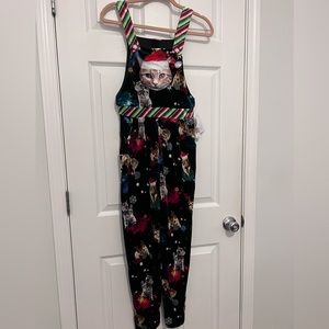 No boundaries Christmas cat bibbed overalls